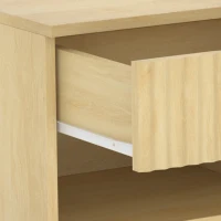 HOMCOM Floating Nightstands Set of 2, Modern Wall-Mounted Bedside Tables with Fluted Drawer and Open Shelf for Bedroom, Oak(m-12)