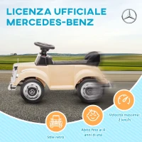 HOMCOM Macchina Elettrica per Bambini 18 Mesi-4 Anni con clacson, Musica e USB, Licenza Mercedes-Benz, Beige(m-4)