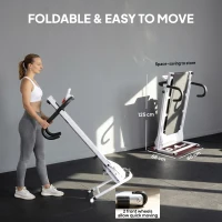 HOMCOM Folding Treadmill with Incline, Walking Pad Treadmill for Home, 1-10km/h Under Desk Running Machine with LCD Display and Wheels, No Assembly, White(m-6)