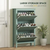 HOMCOM Modern Three-Drawer Shoe Cabinet - Green(m-4)