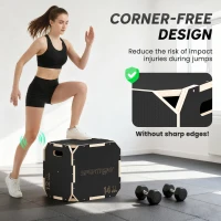 SPORTNOW Non-Slip Plyo Box, Corner-free Wooden Jump Box, 16.1 x14.2"x12.2"(m-4)