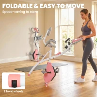 HOMCOM 2-in-1 Folding Exercise Bike with 8-Level Magnetic Resistance, Arm Resistance Band, Pulse Sensor, Pink(m-7)
