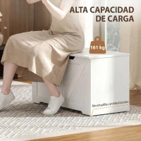 HOMCOM Baúl de Almacenaje 100L con Bisagra de Seguridad Asa con Recorte en U para Recibidor Salón 80x40x45 cm Blanco(m-19)