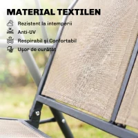 Outsunny Leagăn de grădină cu 3 locuri, copertină, șezut respirabil și cadru din oțel, bej(m-7)