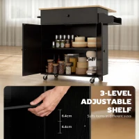 HOMCOM Kitchen Island with Drop Leaf, Rolling Kitchen Storage Trolley on Wheels with Drawer, Spice Rack and Towel Rack, Black(m-6)