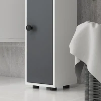 kleankin 180cm Slim Bathroom Cabinet, with Drawer, Shelves and Cupboards - Grey(m-11)