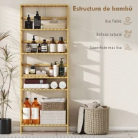 HOMCOM Estantería de Bambú de 6 Niveles Librería para Espacios Pequeños Baño Sala de Estar y Cocina Natural(m-5)