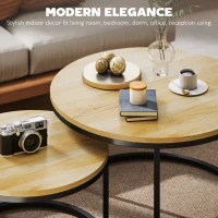 HOMCOM Set of Two Wood-Effect Stacking Tables - Natural(m-4)