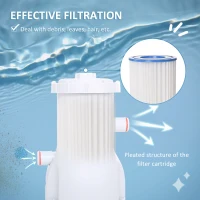 Outsunny Cartridge Filter Pump for 13'-15' Above Ground Pools, 800GPH (3028 LPH) Swimming Pool Filter Pump with Hose and Hose Clamps, White(m-5)