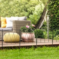 Outsunny Set of Five 61.5cm Decorative Metal Fence Panels - Black(m-10)