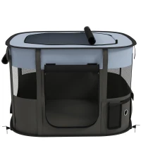 PawHut Foldable Dog Pen with Storage Bag for Indoor/Outdoor Use, Portable Pet playpen, with Ground Stakes - Grey(m-12)