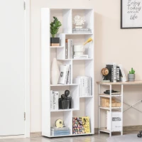 HOMCOM Estantería Moderna, Biblioteca Estrecha con 8 Estantes, Librería para Salón, Dormitorio, Estudio, Oficina, 70x24x178 cm, Blanco(m-10)