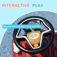 AIYAPLAY Ride On Fire Truck Foot to Floor Design with Under Seat Storage, Steering Wheel, Music, Light, for 1.5-3 Years, Red(m-5)