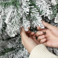 HOMCOM Sapin de Noël Artificiel 180 cm Arbre de Noël Lumineux Enneigé, Branches Articulées, Lumière 350 LEDs, Vert et Blanc(m-13)