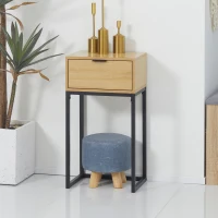 HOMCOM Mesa Auxiliar con Cajón Mesita Auxiliar Moderna con Patas de Acero para Pasillo Salón 40x30x76cm Natural(m-10)