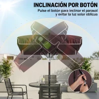 Outsunny Sombrilla de Terraza de Aluminio 2x1,3x2,5 m Parasol de Jardín Rectangular con Función de Inclinación Café(m-6)