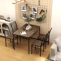 HOMCOM Five-Piece Minimal Dining Set - Oak-Effect/Black(m-10)