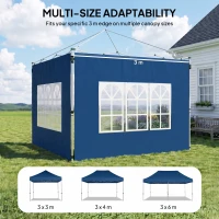 Outsunny Set of 2 Gazebo Side Panels - Blue(m-7)