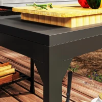 HOMCOM Desserte de jardin en acier chariot de service à roulettes avec plan de travail 135 x 55 x 86,5 cm noir(m-9)