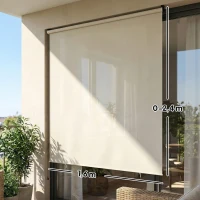 Outsunny Store extérieur enrouleur 2,4 x 1,6 m store occultant vertical brise-vue rétractable imperméable, anti-UV30+, crème(m-3)