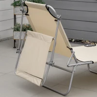 Outsunny 2 Pieces Outdoor Foldable Sun Lounger, 4 Level Adjustable Backrest Reclining Sun Lounger Chair with Angle Adjust Sun Shade Awning for Beach, Garden, Patio, Beige(m-8)