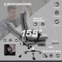 Vinsetto Fotoliu de birou cu masaj și încălzire, înclinabil la 155°, cu suport pentru picioare extensibil, gri(m-7)