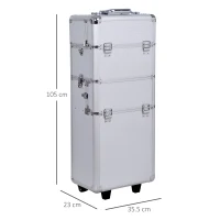HOMCOM Valigetta Beauty Case in Alluminio, Trucco Professionale Trolley Make up(m-3)