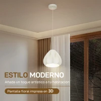 HOMCOM Lámpara de Techo LED Moderna Ø20,5x17,5 cm con Pantalla de Impresión 3D Luz Cálida de 3000K para Salón Dormitorio Cocina(m-4)