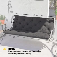 Outsunny Garden Bench Cushion, 2 Seater Swing Chair Cushion, Seat Pad with Ties for Indoor and Outdoor Use, 110 x 120 cm, Black(m-3)