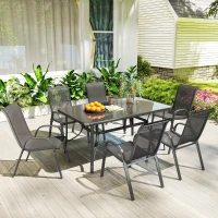 Outsunny Seven-Piece Outdoor Dining Set - Charcoal Grey(m-10)