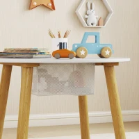 AIYAPLAY Ensemble 1 table ronde, 2 chaises pour enfant 3 pièces, dossier en forme d'ours, activités, bricolage, repas, 3-6 ans(m-7)