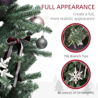 HOMCOM 6ft Artificial Christmas Tree, with Purple Decorations and Lights(m-6)