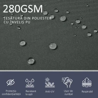 Outsunny Separator de Grădină Reglabil Anti-UV cu Mâner, din Metal și Poliester 180 g/m², 600x180 cm, Gri(m-4)