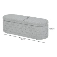 HOMCOM Panca Fondo Letto in Tessuto Teddy con Vano Contenitore, 116x41x40.5cm, Grigio Chiaro(m-3)