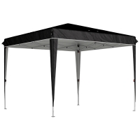Outsunny Gazebo 3x3 m per 6-9 Persone ad Altezza Regolabile con Fori di Drenaggio, in Metallo e Tessuto Oxford Nero