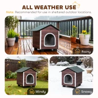 PawHut Insulated Outdoor Cat House, Water-Resistant Feral Cat Shelter with Elevated Base and Cushion, Red-brown(m-4)