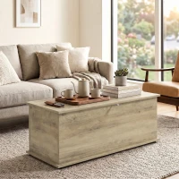 HOMCOM Large 114L Storage Chest Grey Wood Bench Trunk with Safety Lid for Bedroom Hallway and Living Room 100 x 40 x 40cm(m-8)