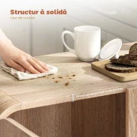 HOMCOM Comodă de Bucătărie cu 2 Dulapuri, Uși Soft-Close și Rafturi Reglabile, 157x39x82 cm, Lemn Natural(m-7)