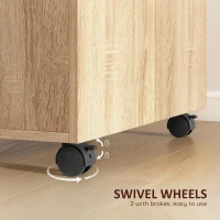 HOMCOM Mobile Sideboard Cabinet with 2 Doors and Internal Shelves for Living Room, Bedroom, 60L x 35W x 65H cm, Natural Wood(m-5)