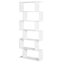HOMCOM Estantería para Libros Moderna Librería con 6 Estantes para Comedor Salón Estudio 80x23x192 cm Blanco(m-12)