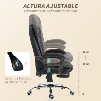 Vinsetto Silla de Oficina con 6 Puntos de Masaje Función de Calentamiento Reposapiés y Control Remoto 65x70x111-119 cm Negro(m-6)