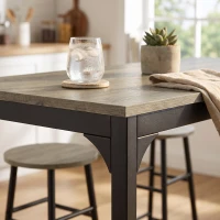 HOMCOM 5 Piece Bar Table Set with 4 Stools, Industrial Bar Table and Stool Set, Dining Table and Chair Set, Grey(m-11)