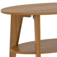 HOMCOM Mesa de Centro Oval de 2 Níveis Mesa de Sala Moderna com Prateleira Inferior Aberta 80x50x45 cm Carvalho(m-6)