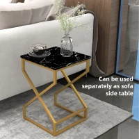 HOMCOM Set of Two Marble-Effect Nesting Tables(m-6)