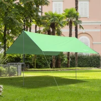 Outsunny Bâche anti-pluie voile d'ombrage toile de camping 3L x 3l m polyester haute densité 190T imperméable vert(m-10)