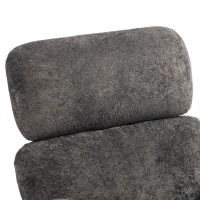 HOMCOM Upholstered Rocking Chair Adjustable Headrest Rocker Chair Raindrop Velvet Rubberwood Base Dark Grey(m-10)