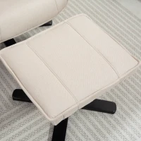 HOMCOM Sillón Relax Reclinable con Reposapiés Giratoria Tapizado en Lino con Base de Madera Beige(m-9)