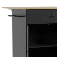 HOMCOM Kitchen Island with Drop Leaf, Rolling Kitchen Storage Trolley on Wheels with Drawer, Spice Rack and Towel Rack, Black(m-11)