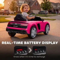 AIYAPLAY Licensed Audi R8 Spyder 12V Electric Car for Kids with Remote Control, Dual Motors, Rear Suspension, Soft Start, Pink(m-7)