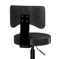 HOMCOM Tabouret à Roulettes, Hauteur Réglable 72-87,5cm, Tabouret de Massage Assise et Dossier Rembourrés, Pivotant 360°, Noir(m-12)
